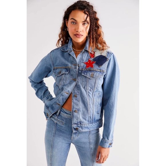 Free People x Understated Leather Lone Star Blue Denim Jacket - Picture 2 of 15
